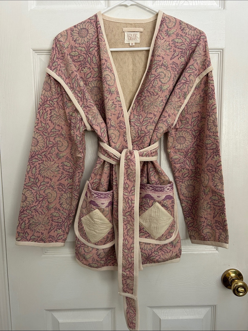 Louise Misha Pink Floral Quilted Open-Front Coatigan